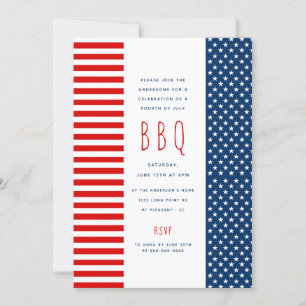 Red Blue Flag BBQ Patriotic op 4 juli Party Invi Kaart
