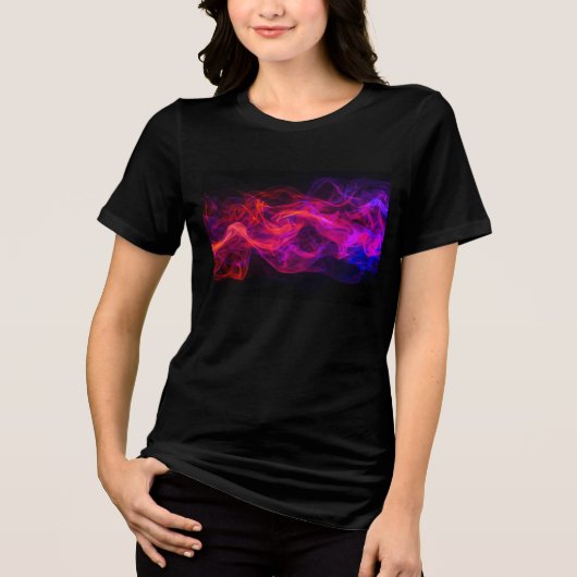 Red + Blue Flames on a Black Short Sleeve T-Shirt (Voorkant)