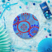 Red Blue Florah Papieren Bordje (Feest)