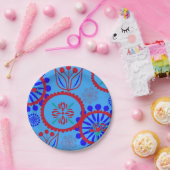 Red Blue Florah Papieren Bordje (Feest)