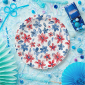 Red Blue Floral 4 juli Bord (Feest)