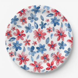 Red Blue Floral 4 juli Bord