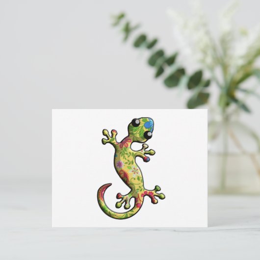 Red Blue Floral Briefkaart (Staand voorkant)