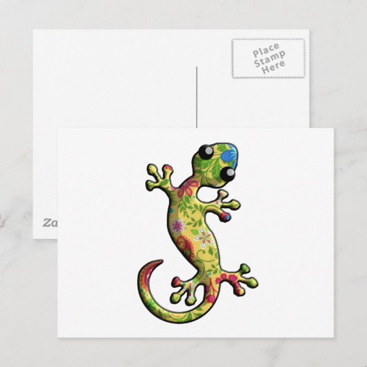 Red Blue Floral Briefkaart (Voorkant / Achterkant)