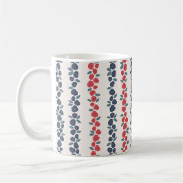 Red Blue Floral Country Farmhouse Patroon Koffiemok