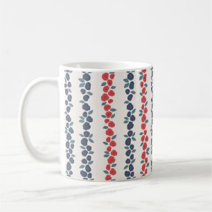 Red Blue Floral Country Farmhouse Patroon Koffiemok