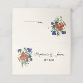 Red Blue Flowers Escort Kaart Place Card Ivoor Plaatskaartje (Buitenkant ongevouwen)