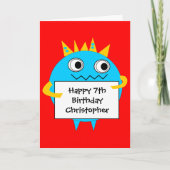 Red Blue Funny Monster Birthday Card Kaart (Voorkant)
