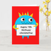 Red Blue Funny Monster Birthday Card Kaart (Gele Bloem)