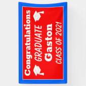 Red Blue Gefeliciteerd Afstuderen Afstuderen Spandoek (Verticaal)