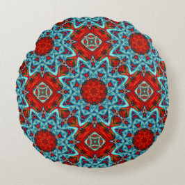 Red Blue Geometric Star Rond Kussen