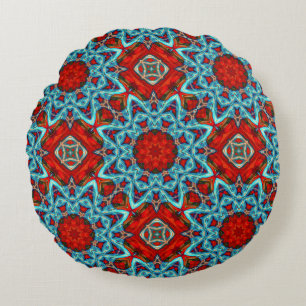 Red Blue Geometric Star Rond Kussen
