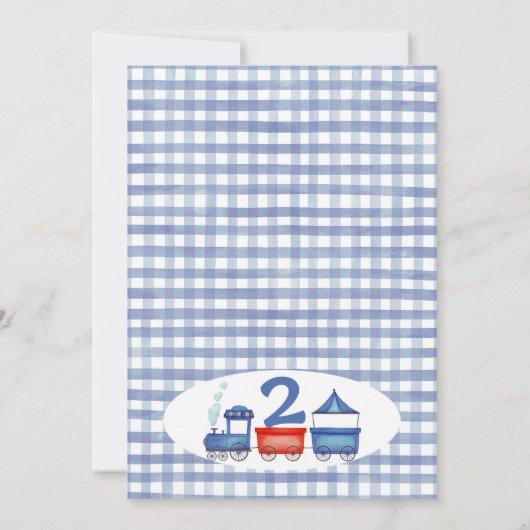 Red Blue Gingham Chugga Chugga Train Birthday Kaart (Achterkant)