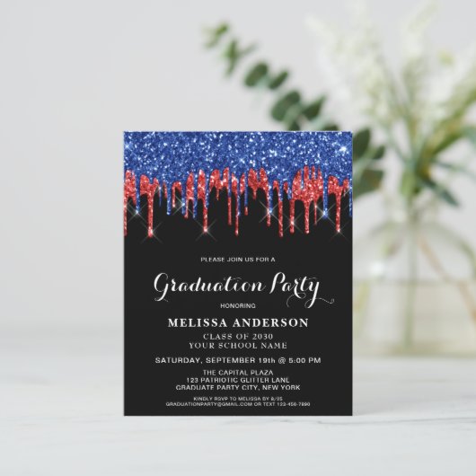 Red Blue Glitter-budgetschijven Patriottisch Afstu (Staand voorkant)