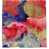 Red Blue Gold Abstract Douchegordijn (Voorkant)
