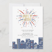 Red Blue & Gold Fireworks, 4e juli, van de Partij Kaart (Voorkant)