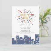 Red Blue & Gold Fireworks, 4e juli, van de Partij  Kaart (Staand voorkant)