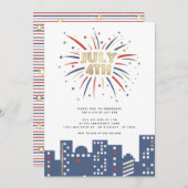 Red Blue & Gold Fireworks, 4e juli, van de Partij  Kaart (Voorkant / Achterkant)