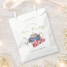 Red Blue Gold Floral Teapot Baby shower Tea Party