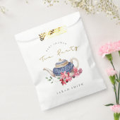 Red Blue Gold Floral Teapot Baby shower Tea Party Bedankzakje (Gezegeld)