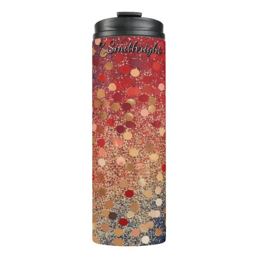 Red Blue Gold Glitter Dots Thermosbeker (Voorkant)