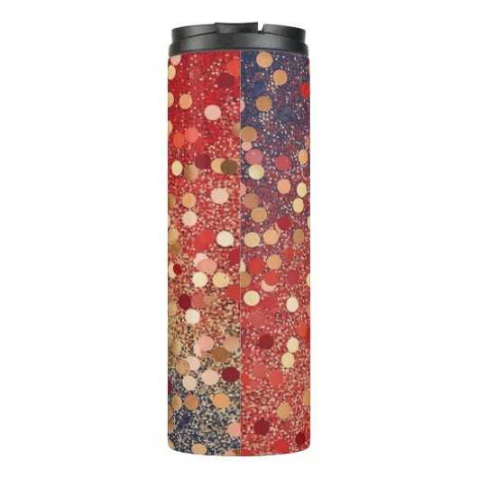 Red Blue Gold Glitter Dots Thermosbeker (Achterkant)