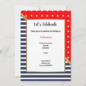 RED BLUE GOLD STARS & STRIPES BIRTHDAY KAART (Voorkant)