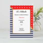 RED BLUE GOLD STARS & STRIPES BIRTHDAY KAART (Staand voorkant)