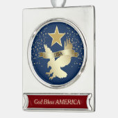 Red Blue Gold USA Eagle Star Verzilverd Banner Ornament (Links)