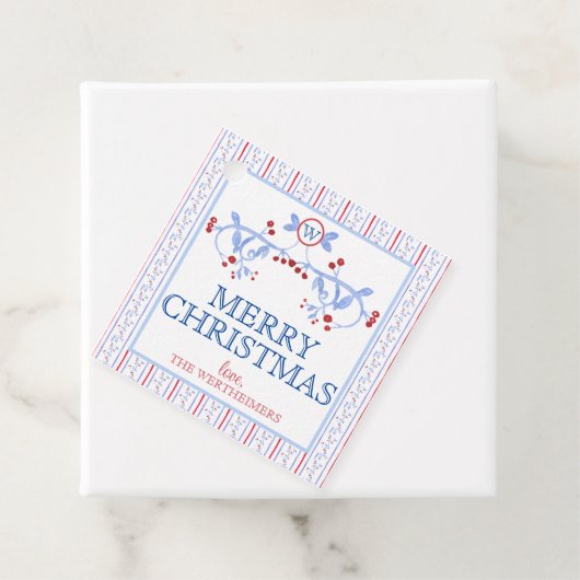 Red Blue Grand Millennial Favor Gift Label (In situ)
