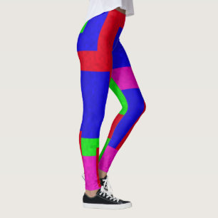 Red Blue Green Abstract gekleurde blokken, Leggings