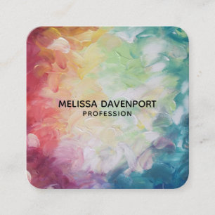 Red Blue Green Abstract Thick Textured Paint Vierkante Visitekaartje