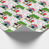Red blue green dog house bones  cadeaupapier (Hoek)