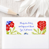 Red Blue Green Floral Pattern Etiket (Insitu)