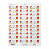 Red Blue Green Floral Pattern Etiket (Full Sheet)