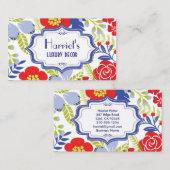 Red Blue Green  Floral Pattern Visitekaartje (Voorkant / Achterkant)