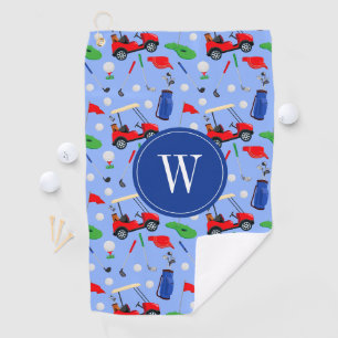 Red Blue & Green Golf Monogram Golfhanddoek