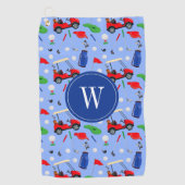 Red Blue & Green Golf Monogram Golfhanddoek (Voorkant)