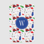 Red Blue & Green Golf Monogram Golfhanddoek (Voorkant)