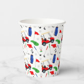 Red Blue & Green Golf Monogram Papieren Bekers (Achterkant)