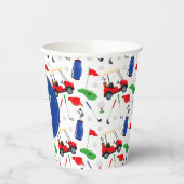 Red Blue & Green Golf Monogram Papieren Bekers (Links)