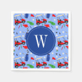 Red Blue & Green Golf Monogram Servet (Voorkant)