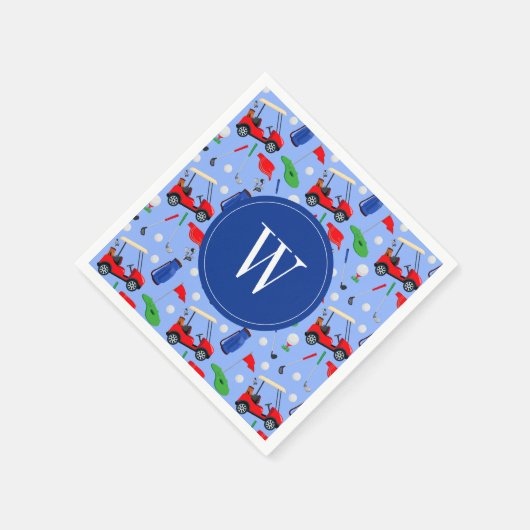 Red Blue & Green Golf Monogram Servet (Hoek)