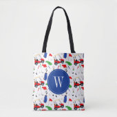 Red Blue & Green Golf Monogram Tote Bag (Voorkant)