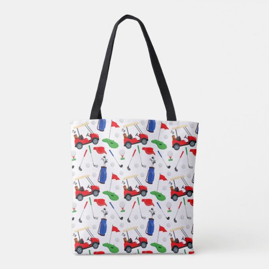 Red Blue & Green Golf Monogram Tote Bag (Achterkant)