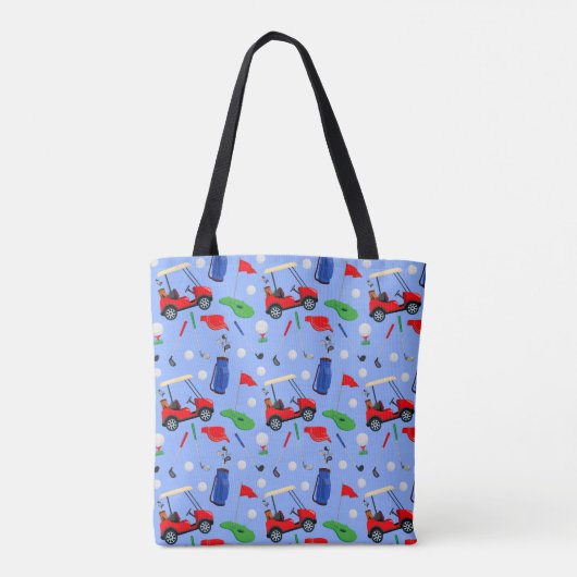 Red Blue & Green Golf Monogram Tote Bag (Achterkant)