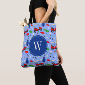 Red Blue & Green Golf Monogram Tote Bag (Dichtbij)