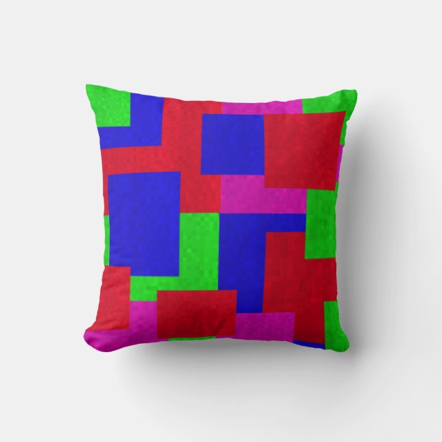 Red Blue Green Mosaic Abstract Blocks Pattern Kussen (Voorkant)