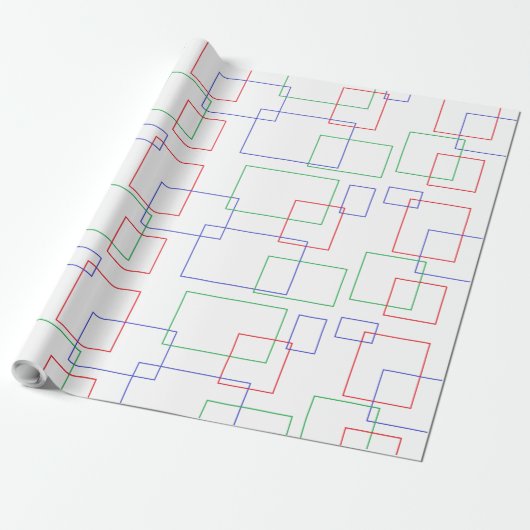 Red Blue Green Squares en Rechthoeken Abstract Cadeaupapier (Uitgerold)