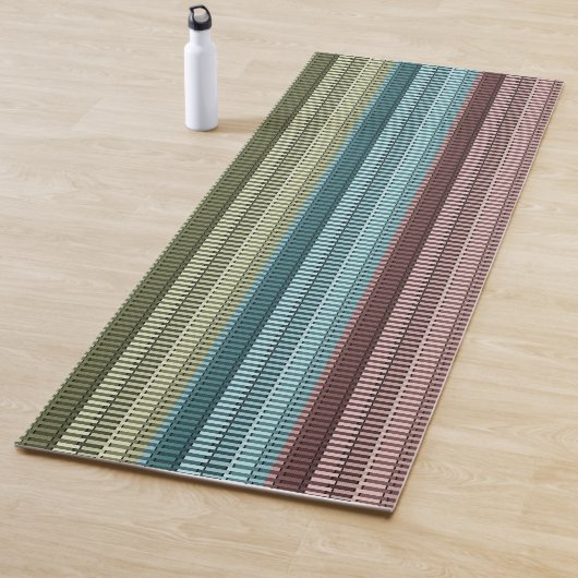 Red Blue Green Striped Patroon Yogamat (In situ)
